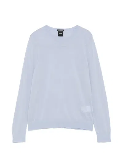 Hugo Boss Fine-knit Wool Sweater In Blue