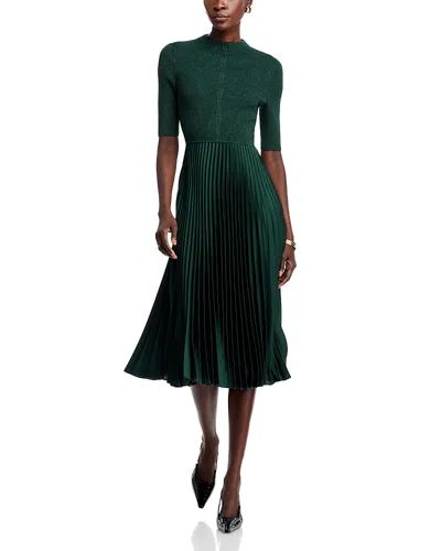 Hugo Boss Cropped-sleeve Dress With Pliss Skirt In Black