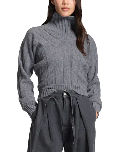 Hugo Boss Fisaniara Wool Cashmere Turtleneck Sweater In Gray
