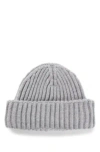 Hugo Boss Fisherman Beanie Hat In Virgin Wool And Cashmere In Light Grey