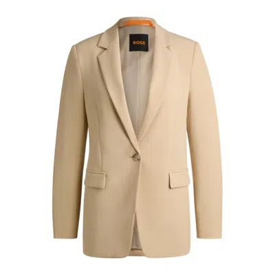 Hugo Boss Fitted Blazer In Stretch Fabric In Beige