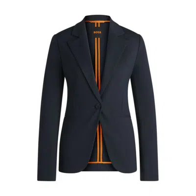 Hugo Boss Fitted Blazer In Stretch Jersey In Blue