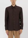 Hugo Boss Boss Camel Brown Slim Fit Linen Shirt With Button-down Front