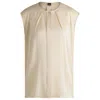 Hugo Boss Fitted Sleeveless Blouse In Stretch Silk With Concealed Placket In Yellow