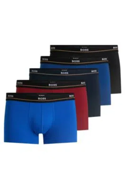 HUGO BOSS FIVE-PACK OF STRETCH-COTTON TRUNKS WITH LOGO WAISTBANDS