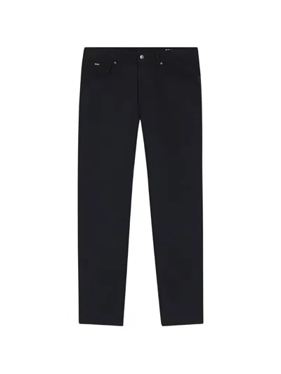 Hugo Boss Polyester Cotton Trousers In Black