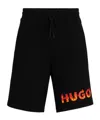 Hugo Boss Cotton-terry Shorts With Puffed Flame Logo In Black