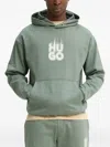 Hugo Boss Flame-print Hoodie In Green