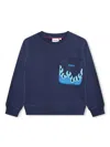 Hugo Boss Flame-print Long-sleeve Sweatshirt In Blue