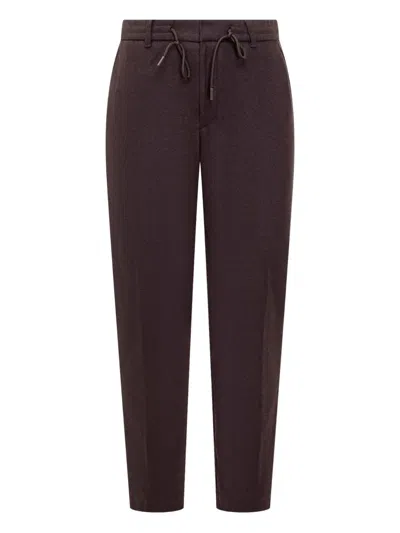 Hugo Boss Flannel Drawstring Trousers In Brown