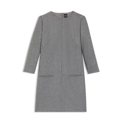 Hugo Boss Flannel Dress With Welt Pockets In Gray
