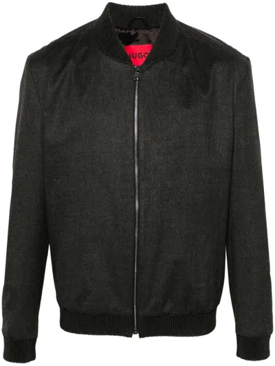 Hugo Boss Flannel Jacket In Grey