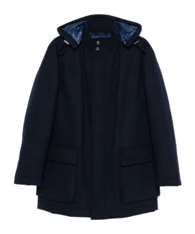 Hugo Boss Flannel Padded Coat In Black