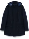 Hugo Boss Flannel Padded Coat In Blue