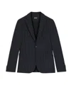 Hugo Boss Flannel Striped Blazer In Blue
