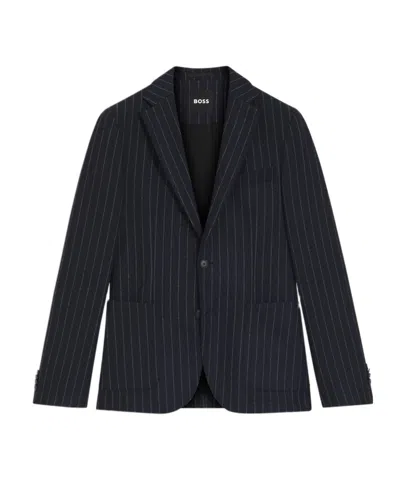 Hugo Boss Flannel Striped Blazer In Blue