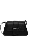Hugo Boss Flap-detail Logo Shouder Bag In Black