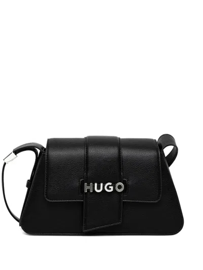 Hugo Boss Flap-detail Logo Shouder Bag In Black