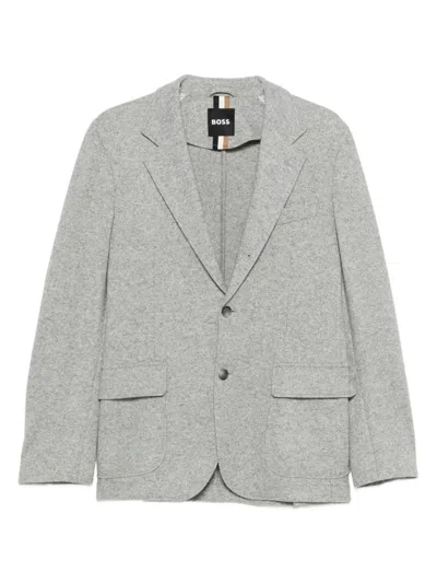 Hugo Boss Flap-pocket Blazer In Gray