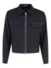 Hugo Boss Flap-pocket Contrast-stitching Jacket In Blue