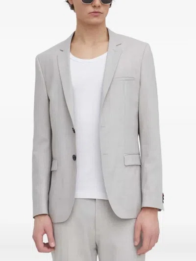 Hugo Boss Flap-pocket Suit In Gray