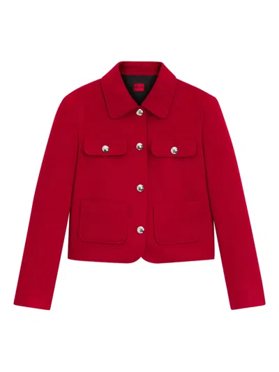 Hugo Boss Flap-pockets Buttoned Jacket In Red