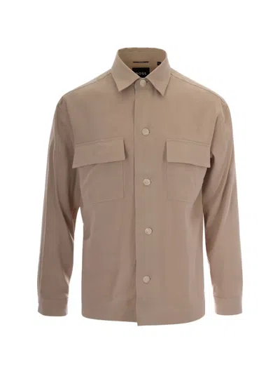 Hugo Boss Flap-pocket Shirt In Brown