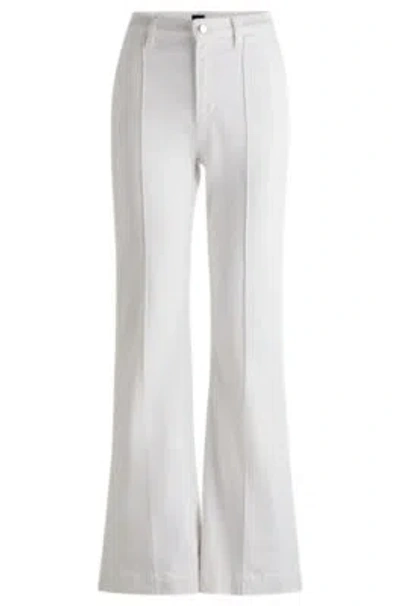 Hugo Boss Flared-leg Jeans In Italian Cotton Denim In White