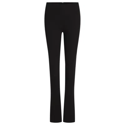 Hugo Boss Flared-leg Trousers In Stretch Cotton In Black