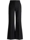 Hugo Boss Regular-fit Flared Trousers In Wool-blend Twill In Black