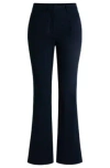 Hugo Boss Flared Trousers In Brushed Stretch Cotton In Dark Blue
