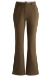 Hugo Boss Flared Trousers In Brushed Stretch Cotton In Light Green