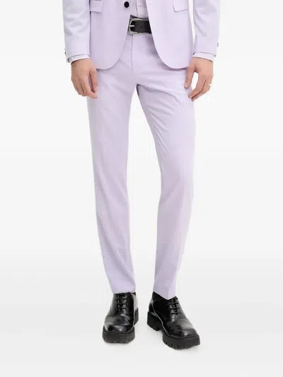 Hugo Boss Flat-front Tailored Trousers In Purple