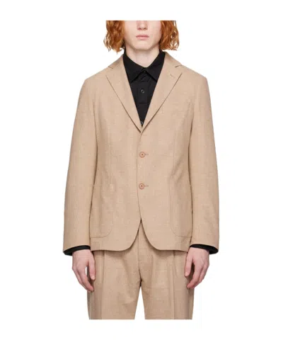 Hugo Boss Flat Lapel Button-down Suit Coat In Nude