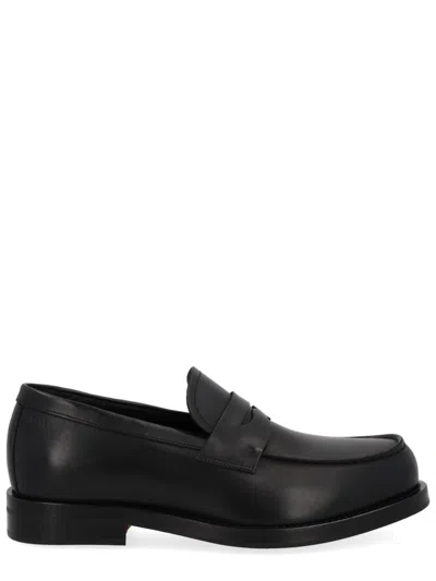 Hugo Boss Flat Leather Loafers In Black