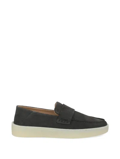 Hugo Boss Kieran Cow Suede Penny Loafers In Gray