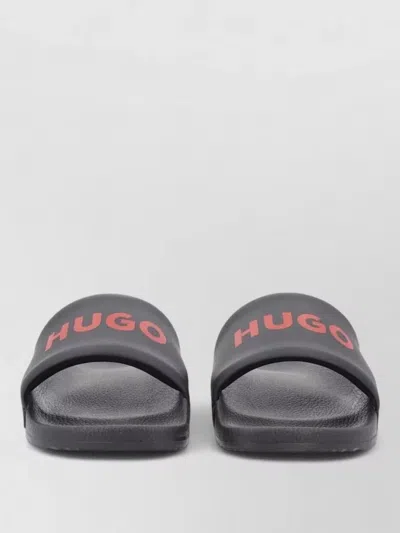 Hugo Boss Flat Sole Open Toe Summer Slides In Gray