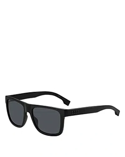 Hugo Boss Flat Top Sunglasses, 55mm In Black/gray Solid