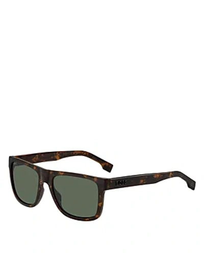 Hugo Boss Men's Boss1647s 55mm Rectangular Sunglasses In Havana/green Solid