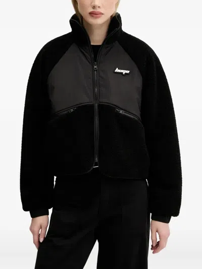 Hugo Boss Fleece Panelled Jacket In Black
