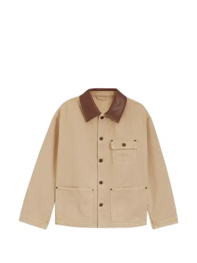 Hugo Boss Flimane Chest-pocket Contrast-collar Jacket In Nude