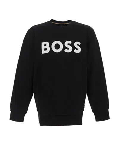 Hugo Boss Logo Printed Crewneck Sweatshirt In Black