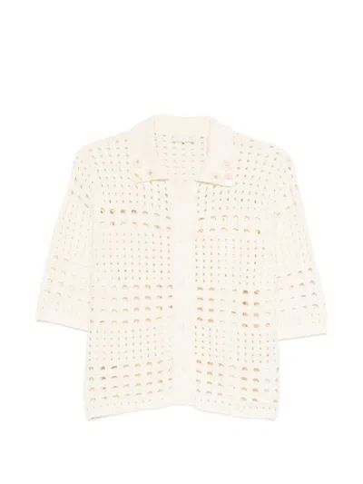 Hugo Boss Floral Appliqué Cardigan In White