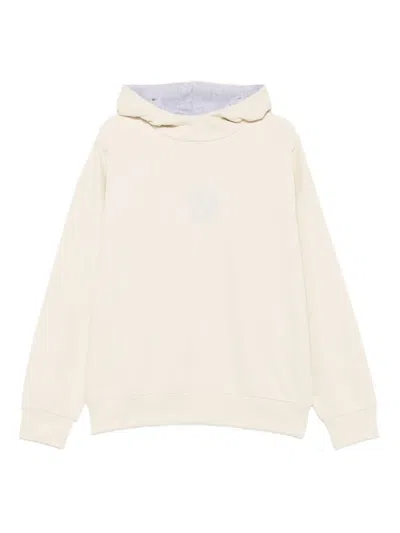 Hugo Boss Floral-embroidered Hoodie In Neutral
