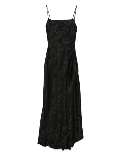 Hugo Boss Floral-jacquard Maxi Dress In Black