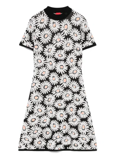 Hugo Boss Floral-jacquard Mini Dress In Black