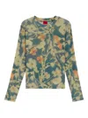 Hugo Boss Floral Long-sleeve Top In Green