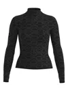 Hugo Boss Floral-pattern Turtleneck Top In Black