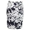 Hugo Boss Floral Pencil Skirt In Navy Viscose In White