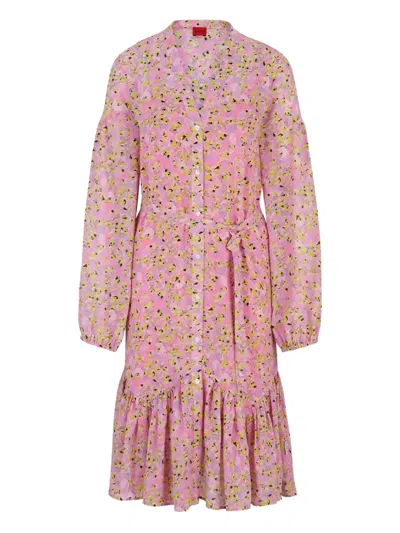 Hugo Boss Floral-print Belted Midi Dress